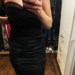 D&G Vintage Ruched Black Cocktail Dress w Underwire Bra by Dolce & Gabbana